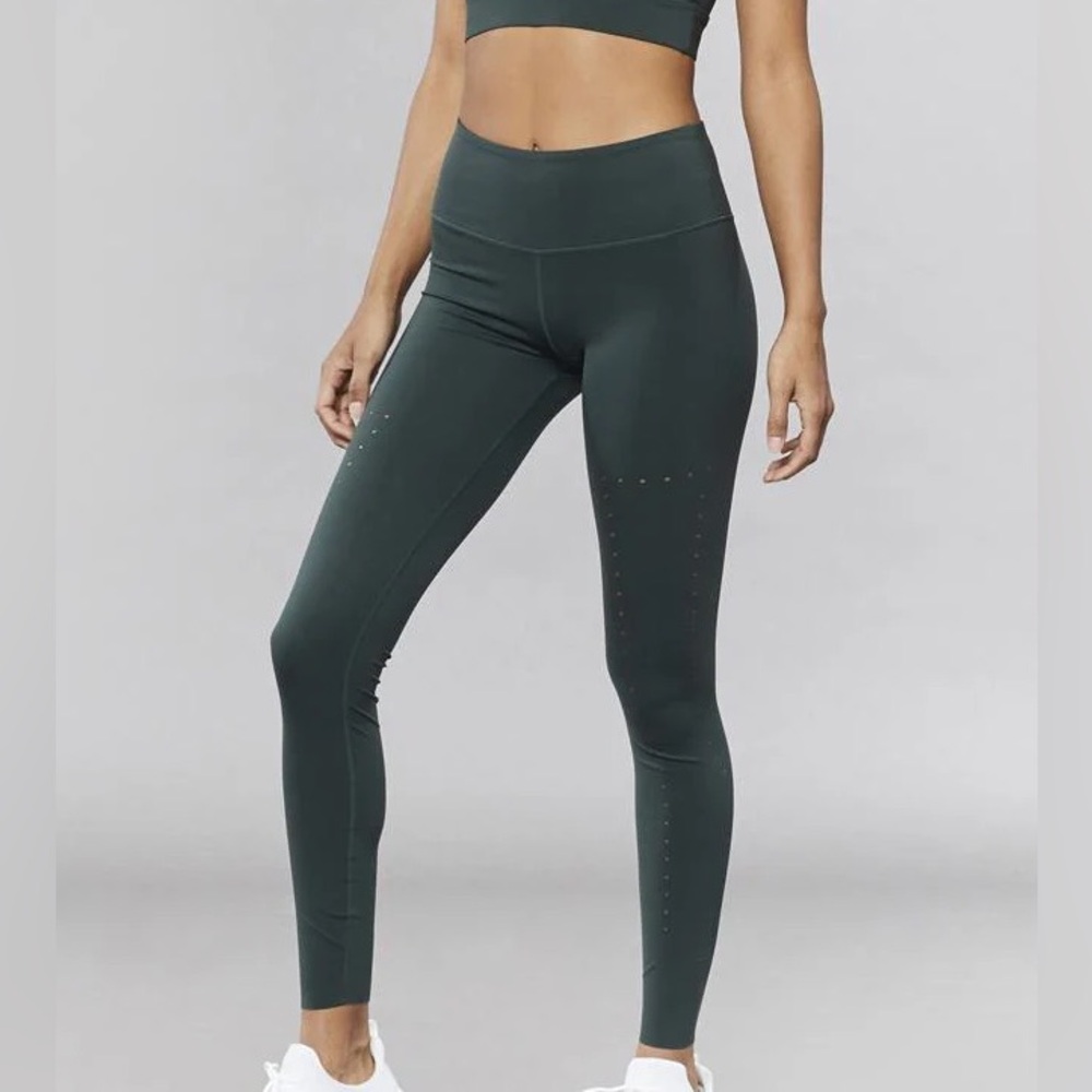 Varley Boden Leggings Darkest Spruce Green Size Small Laser Cut Yoga Pilates